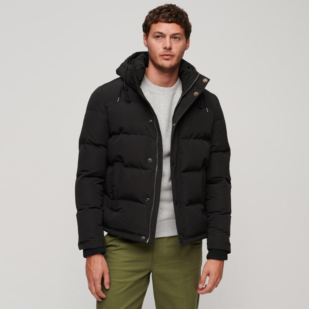 Hooded Microfibre Sports Puffer Jacket