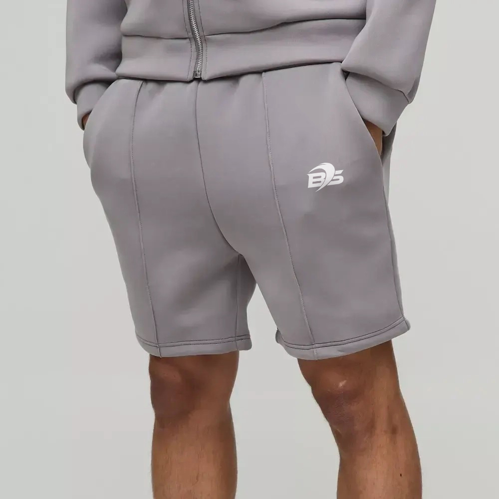 Slim Fit Bonded Scuba Short Length Pintuck Shorts