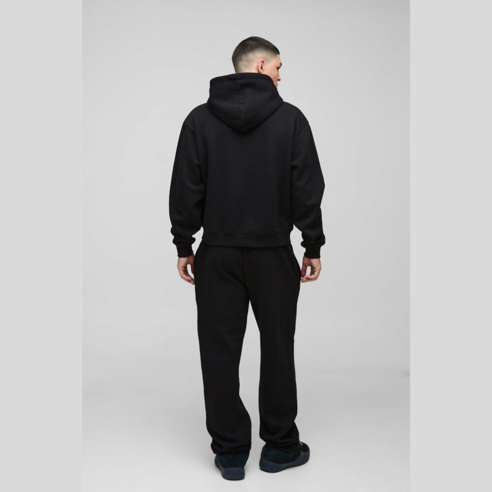 Oversized Boxy Official Tonal Print Zip Hooded Tracksuit