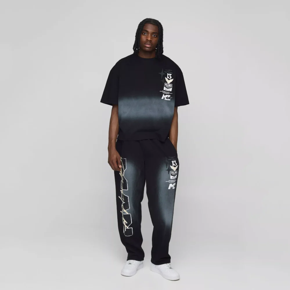 Oversized Man Washed T-Shirt & Jogger Long Set